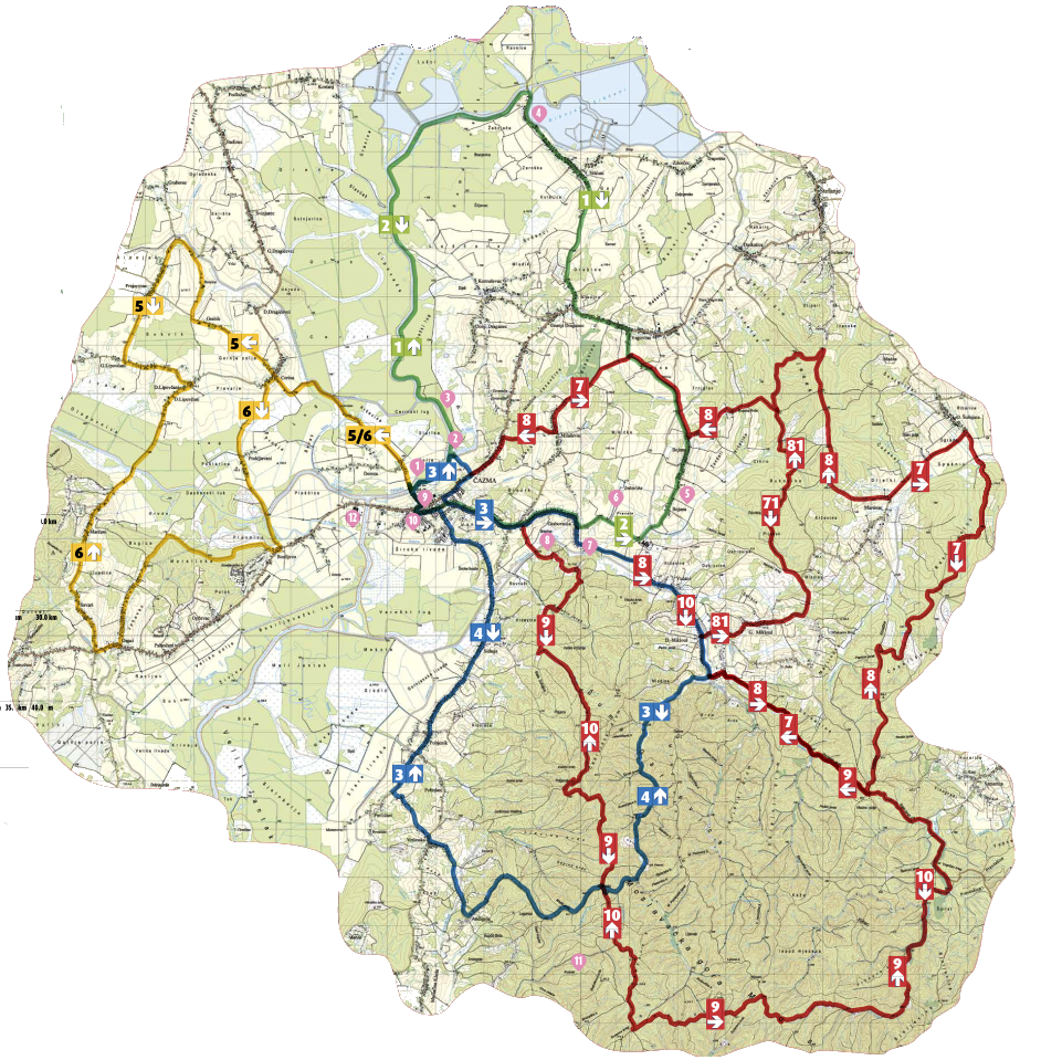 Pregledna karta svih Čazmagravel ruta